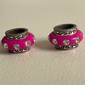 TWO Brighton Oval Dazzle Beads - Hot Pink